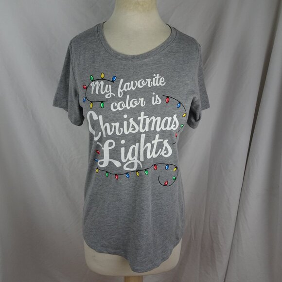 Holiday Time My Favorite Color is Christmas Lights Women T-Shirt Size M - Picture 1 of 11